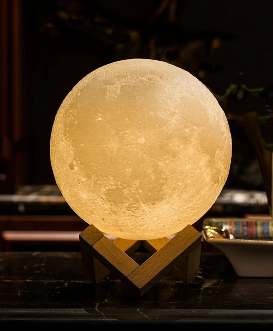 Rambery moon лампа 3d принт ночник перезаряжаемый 2 цветной кран управление лампы 16 цветов Изменение дистанционного светодиоды лунного света подарок