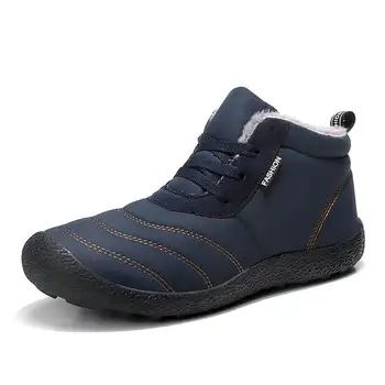 

2019 New flat heel men Boots Mesh Keep warm Shoes male Round head Solid color fashion Men's winter Boots outdoor Size 39-48
