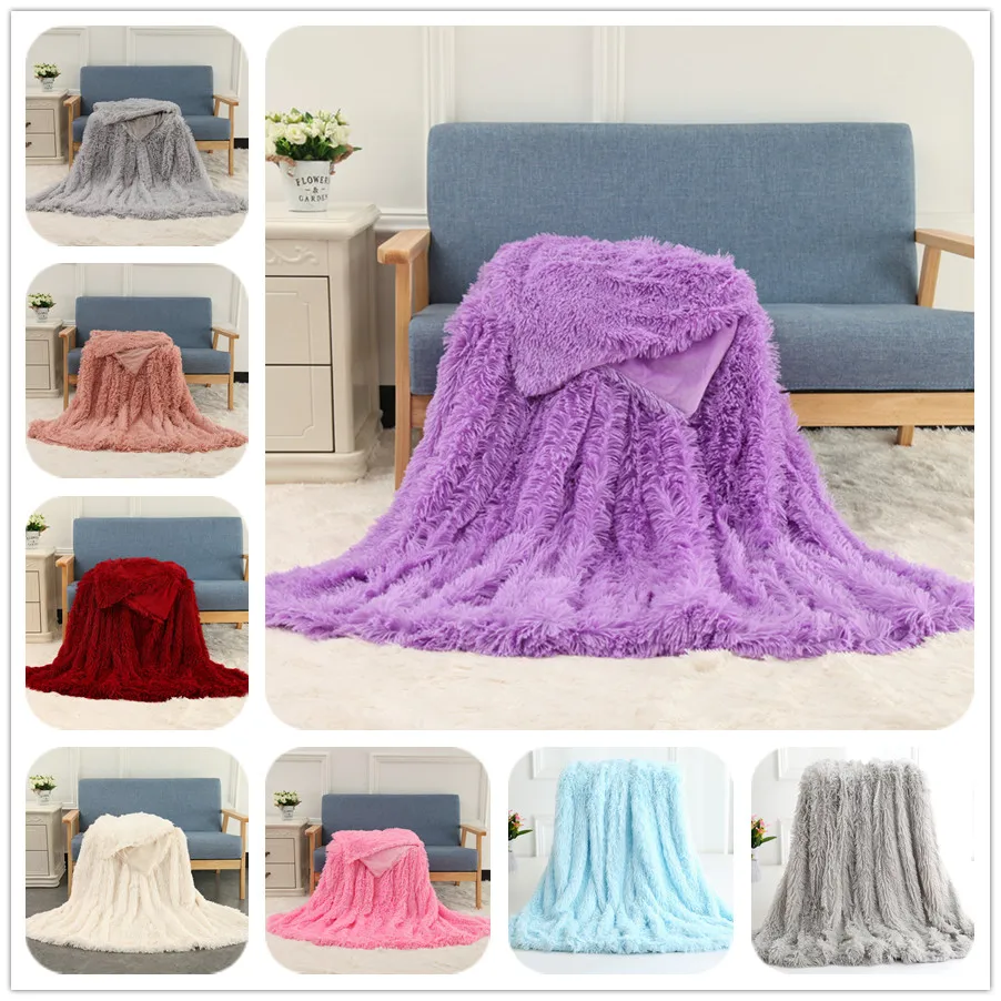 Handmade Warm Keeping Long Hair Plush Bedding Blanket Celebrity Populat
