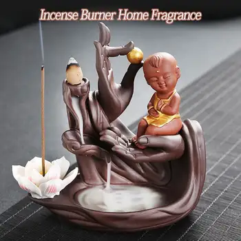 

Purple Sand Backflow Incense Burner Ceramic Aromatherapy Smoke View Cool Home Office Furnace Fragrance Buddhist Decoration