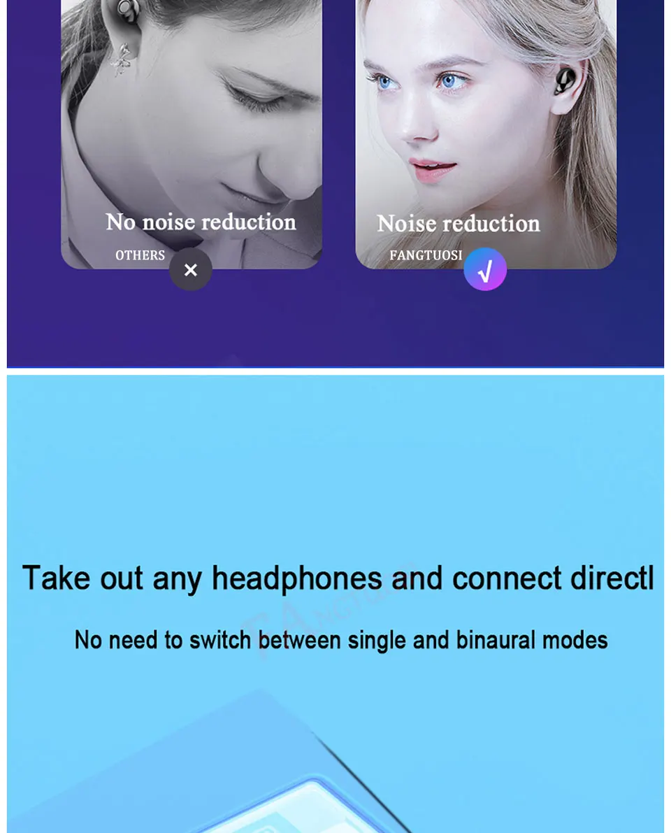 FANGTUOSI, новинка, стерео Беспроводная bluetooth гарнитура, Спортивные bluetooth наушники, беспроводные наушники с 2200 мАч, зарядная подставка