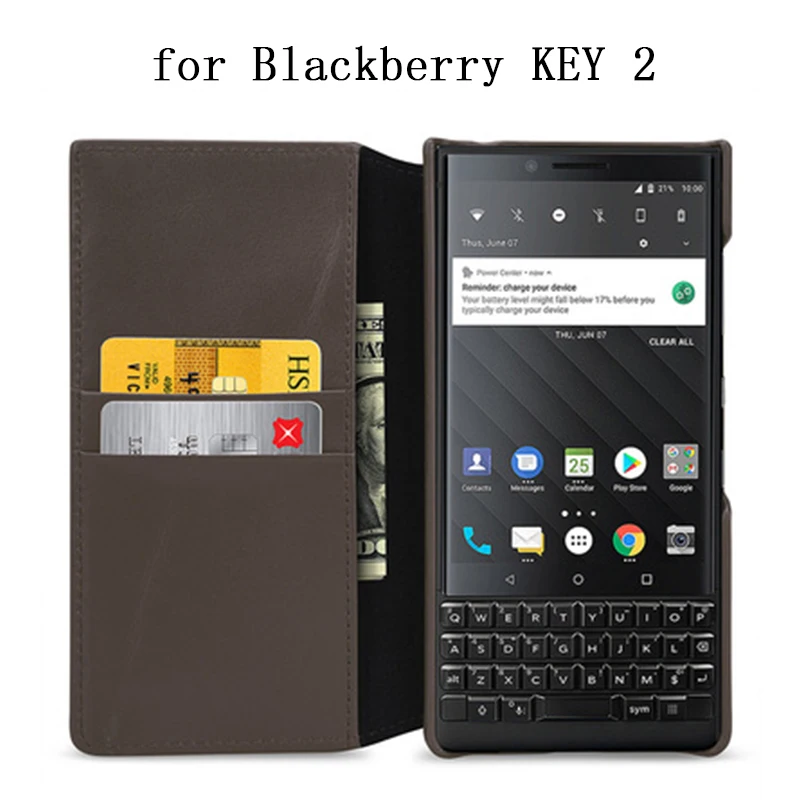 

Luxury Genuine Leather Case forBlackberry KEY 2 Wallet Case with Card Slots Phone Cover forBlackberry KEY2 Flip Protective Skin