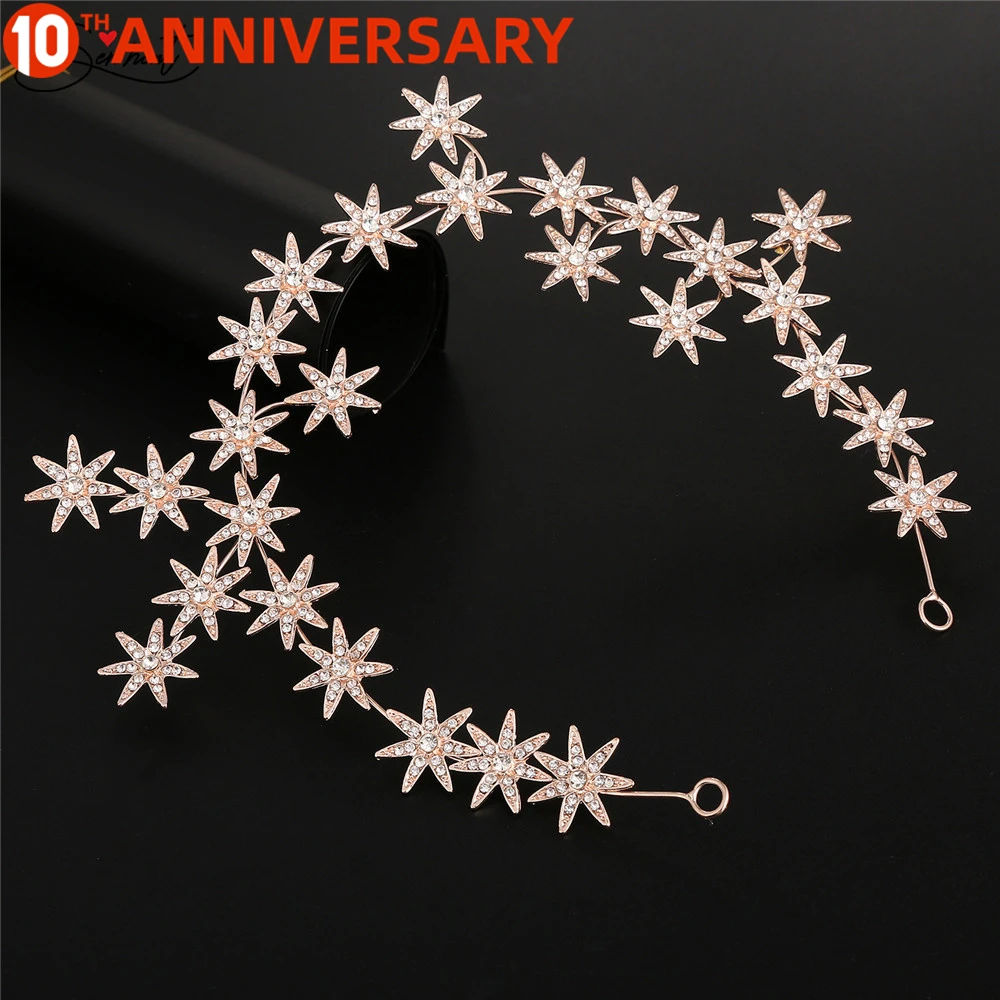 

Lovely Luxury Headwear Pentagram Diamond Jewellery Miss World Beauty Pageant Bridal Wedding Accessories Crown 19cm In Radius