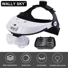 

Helmet Magnifier with LED Illumination 1X 1.5X 2X 2.5X 3.5X Headband Magnifying Glasses for Antique Appreciation Stamp Collectio