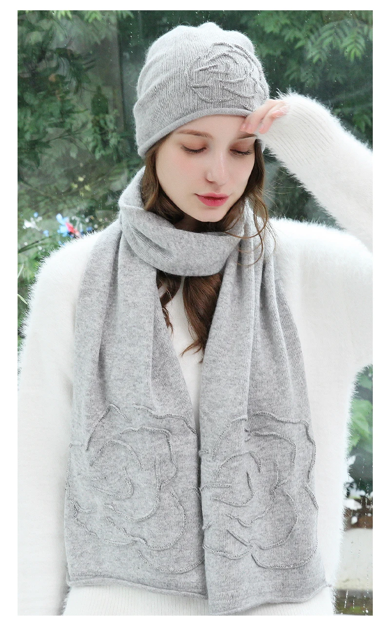 Женские наборы шарф шапка осень зима новые шерстяные шапки модные элегантные повседневные теплый берет стильные женские шапочки
