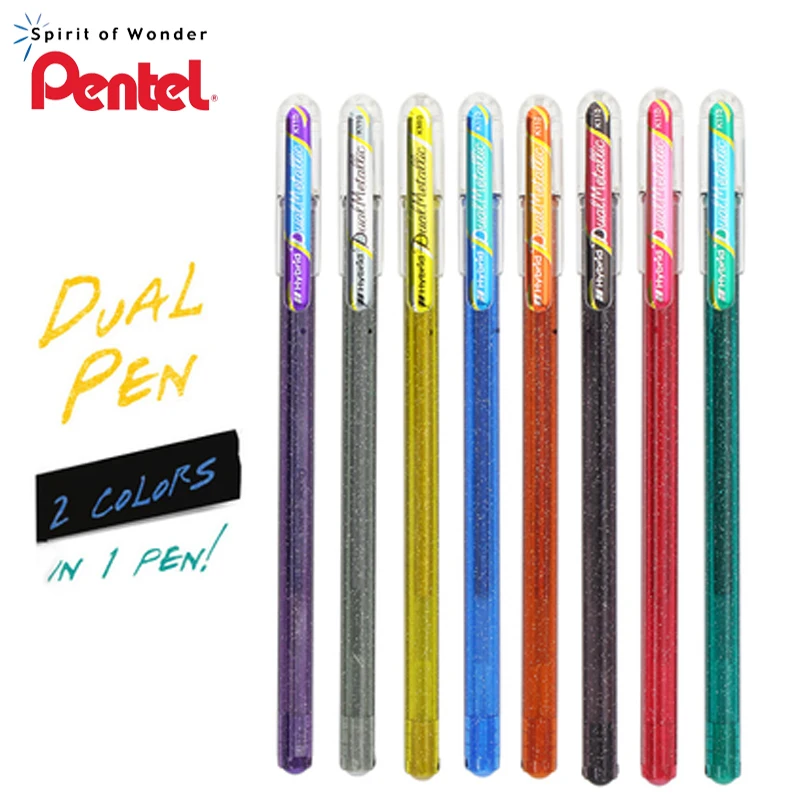 PENTEL Glitter Gel Color Butterfly Gel Pen Shiny Metal Two-color Monochrome K110 Painting Pen Color Ink 1.0 mm