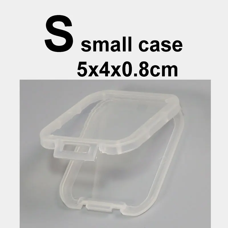 S small case WAKEWO small Clear transparent box memory TF micro SD card case sim card adapter earphone collection box storage - Цвет: S small case
