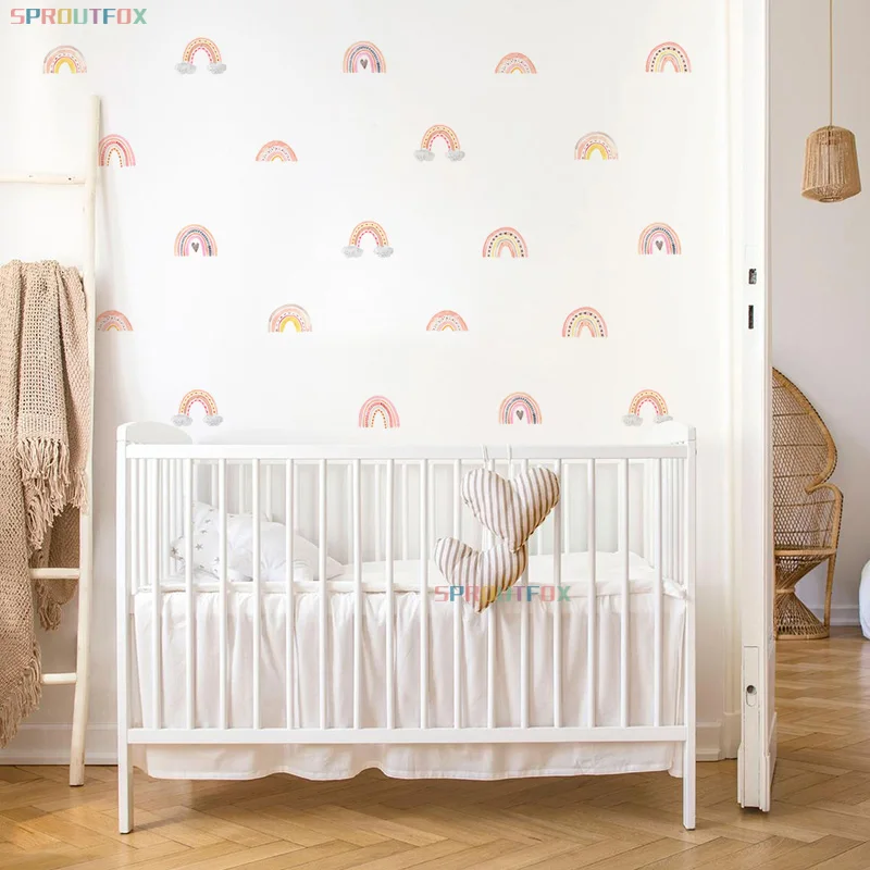 Rainbow Wall Stickers For Kids Rooms Nordic Bohemia Style Decorative Sticker Children Wall Stickers For Children's Room Girl