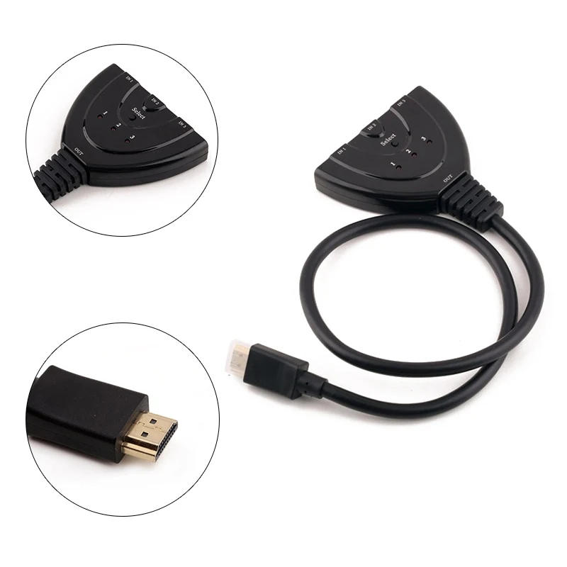 EDAL HDMI 3 в 1 выход переходник для пигтейлов/проводов HDMI удлинитель с переключателем сплиттер концентратор с кабелем для HDTV 1080