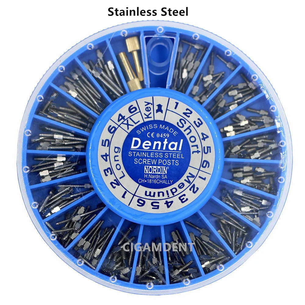 

120Pcs/Box Dental Root Canal Pins Conical Screw Post Kit Tapered Drills Assorted Stainless Steel Post-Core-Crown Repair