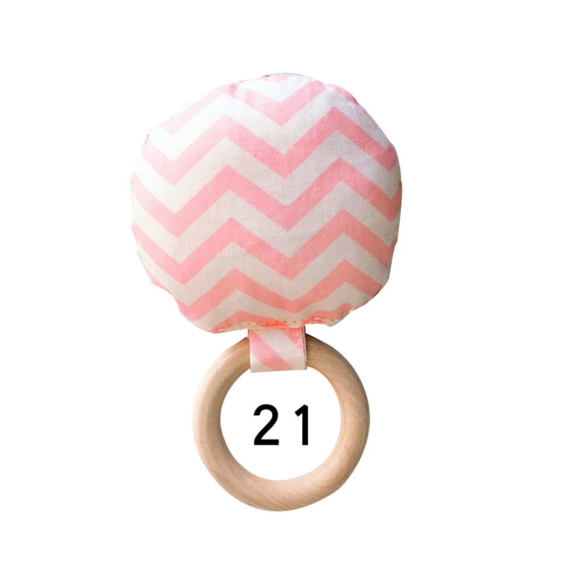 BalleenShiny Baby Soothing Teethers Toys Inafant Wooden Teething-Rings Crib Holder Rattles Pacifier Chain Decoration Baby Care - Цвет: pink wave
