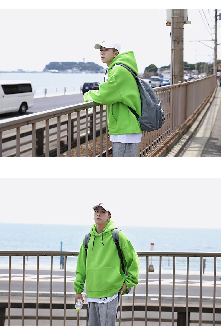 Autumn New Hoodie Men Fashion Solid Color Casual Cotton Hooded Pullover Man Streetwear Hip Hop Loose Sweatshirt Large Size M-5XL