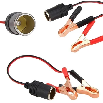 

12V Plug Cable Adapter Socket Car Terminal Clip-on Battery With Clamp Cigarette Lighter Power