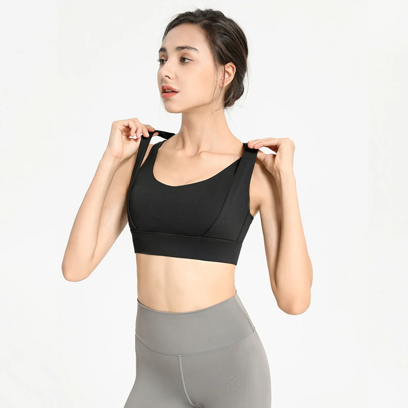 Women Sport Bras High Impact Gym Workout Bra Girls Outdoor Shockproof Underwear Cross Straps Padded Yoga Running Crop Tops Femme