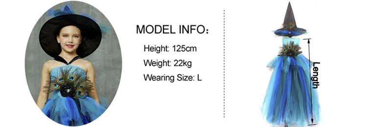 Girls Deluxe Peacock Feather Tutu Dress with Witch Hat Children Fancy Purim Pageant Birthday Party Costume Kids Prom Ball Gown (7)