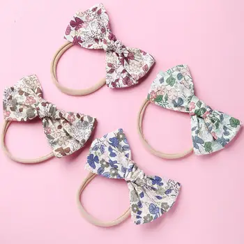 

Balleenshiny Bowknot Flower Print Headband Hairpins Baby Girls Hair Accessories Elastic Hair Band Kids Bebe Princess Headwrap