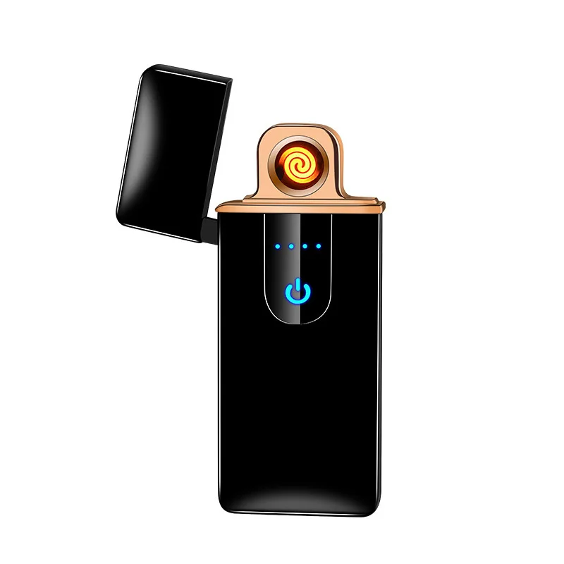 Ультратонкая металлическая сенсорная usb зарядка ветрозащитная Зажигалка для