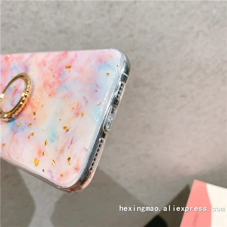 Золотая фольга градиентная Живопись чехол для телефона для iphone 11promax XS Max XR X 8 7 6S 6 Plus задняя крышка градиентный художественный чехол с кольцом