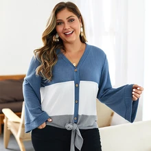 Plus Size Autumn Women Casual Stripes Single-breasted V Neck Knitted Cardigan Baggy Flare Sleeve Sweater Coats 2020 Ropa Femme Plus Size Autumn Women Casual Stripes Single-breasted V Neck Knitted Cardigan Baggy Flare Sleeve Sweater Coats 2020 Ropa Femme