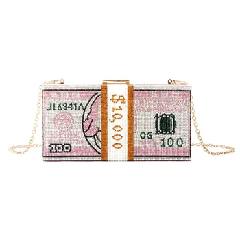 

Money USD Bags Dollar Design Luxury Diamond Evening Bags Party Purse Clutch Bags Cash Dollars Money bag for Women