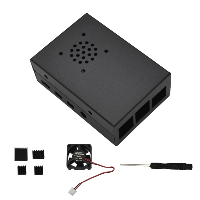 Raspberry Pi 4 Чехол, металлический чехол из алюминиевого сплава с охлаждающим вентилятором радиаторы для Raspberry Pi 4