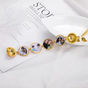 

New Geometric Round Phase Box Love Pendant Necklace can Open Fold Multilayer Phase Box hollow Angel Wings Necklace Jewelry