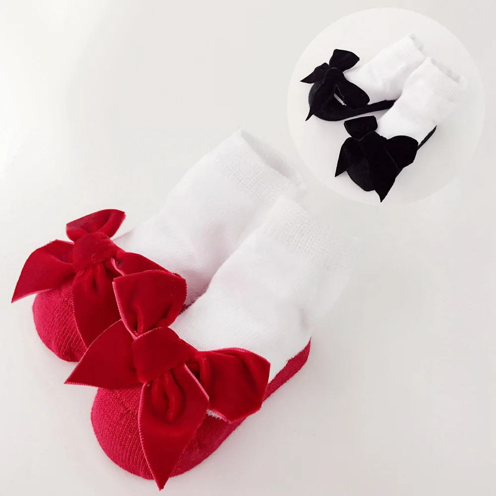 Mery/носки для малышей бархатные носки с бантиком для девочек, носки принцессы для новорожденных, праздничные подарки на день рождения для девочек, модная одежда для маленьких мальчиков от 0 до 24 месяцев
