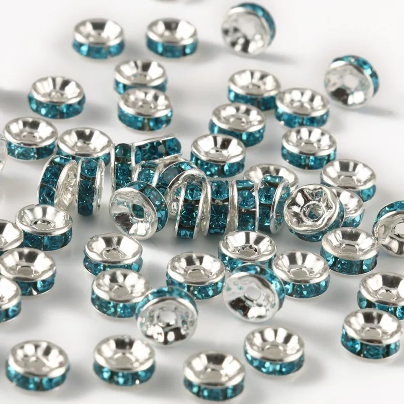 50 teile/los 4 6 8 10mm Strass Rondelle Kristall Runde Lose Spacer Perlen für Schmuck Machen DIY Armband Halskette zubehör – Detail 9