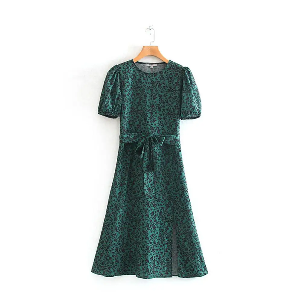 ZA женское платье Модное Новое Осеннее многослойное платье с принтом богемное женское платье с v-образным вырезом Вечерние платья подарок - Цвет: Армейский зеленый