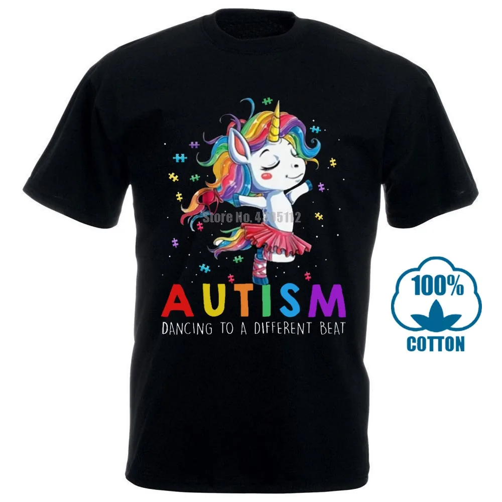

Autism Unicorn Dancing To A Different Beat Men'S Black Cotton T Shirt S 4Xl