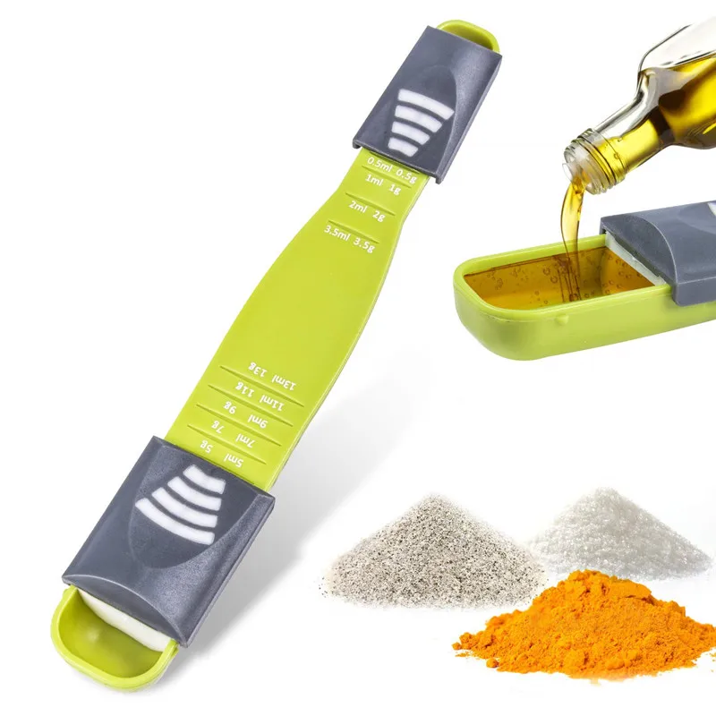 

WOTMULY Adjustable Kitchen Scale Measuring Spoons Eight Stalls Measure Cup Double End For Coffee Tea Powder Soup with Scale