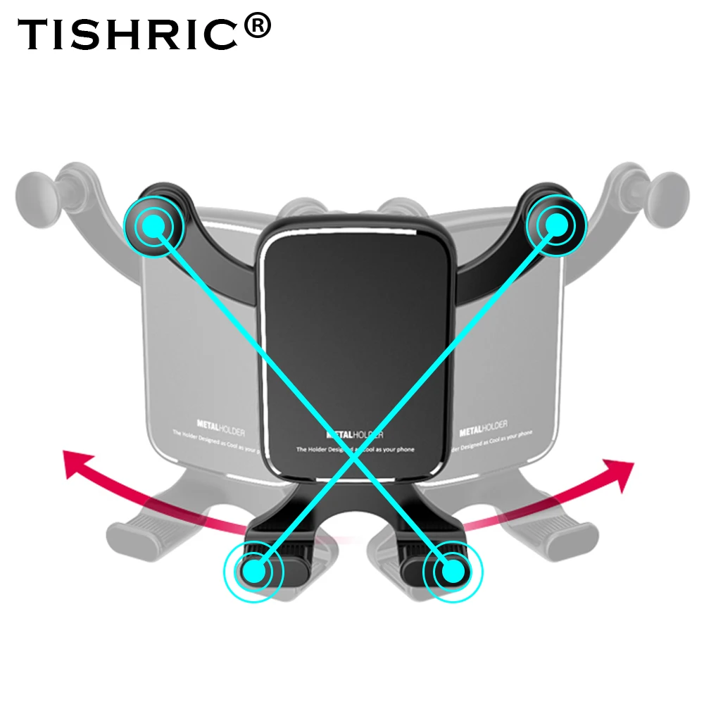

TISHRIC Horizontal and vertical Screen Gravity Car Phone Holder 360 Rotation GPS Air Vent Mount Universal Smartphone Stand