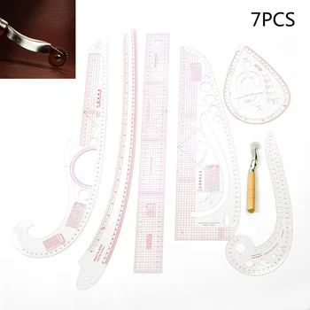 

New 7pcs Cutting Ruler DIY Clothing Sample Grading Sewing Tailor Curve Cutting Rulers Multifunctional Plastic Patchwork Tool