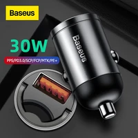 Baseus شاحن سيارة سريع 30 واط QC4.0 PPS شحن سريع ل شاومي سامسونج آيفون سيارة USB نوع C المقبس محول شاحن