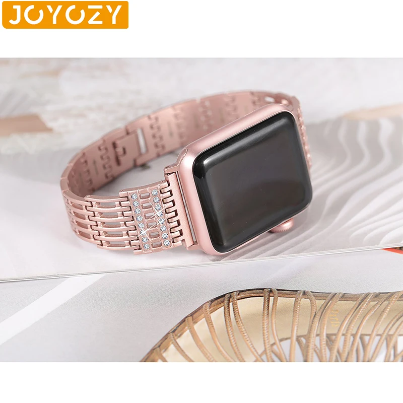 Ремешок для часов Joyozy из нержавеющей стали для Apple Watch, 38 мм, 40 мм, 42 мм, 44 мм, ремешок черного и серебристого цвета для iwatch, серия 5/4/3/2/1