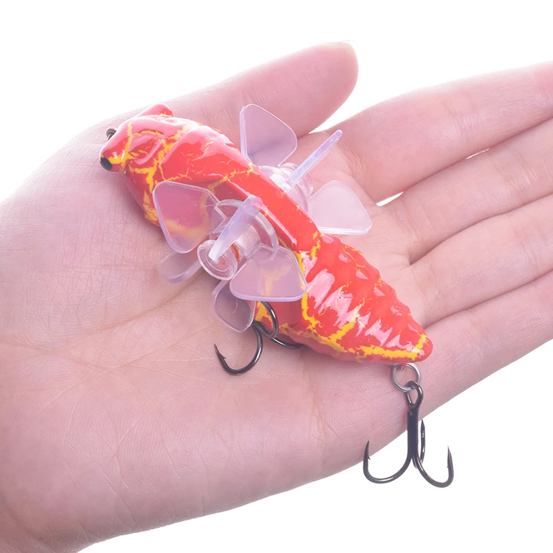 1 шт. Cicada Whopper Topwater Popper рыболовные приманки 75 мм 15,5 г жесткие воблеры Вращающиеся двойные пропеллеры рыболовные снасти - Цвет: A