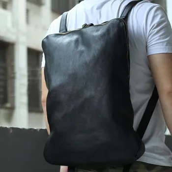 

Unisex Casual Backpacks Cool Safe Genuine Leather Travel Bag Black Leather Men's Business Fashion Shoulder Bags Casual Backpack