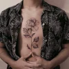 Temporary Tattoo Color Rose Peony Flowers Art Tattoos wrist arm sleeves Waterproof Water Transfer Black Fake Tattoo Stickers