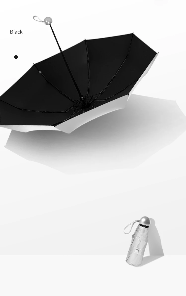 Мини карманный Модный Зонт пять складной Защита от солнца титановый Серебряный Зонт от дождя анти-УФ ветростойкий пляжный зонт