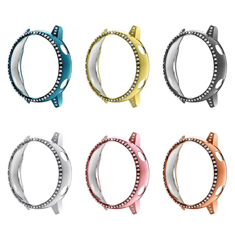 

Anti-fall Diamond PC Screen Protector Case Shock-Proof Protective Cover Bumper Shell for Samsung Galaxy Watch Active Accessories