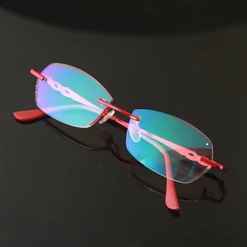 GQ 120 red Дальнозоркие очки женские анти-синий светильник анти-излучения высокого класса подлинный мужской женский пожилой ультра-светильник Бескаркасный пресбиопический - Цвет оправы: GQ 120 red