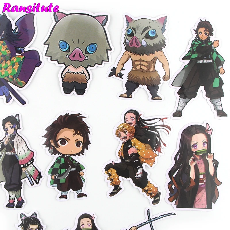 16 шт./компл. демон убийца: Kimetsu без Yaiba тапочки в виде персонажа аниме Стикеры Плакат Детская игрушка Стикеры ПВХ Водонепроницаемый весело Стикеры R719