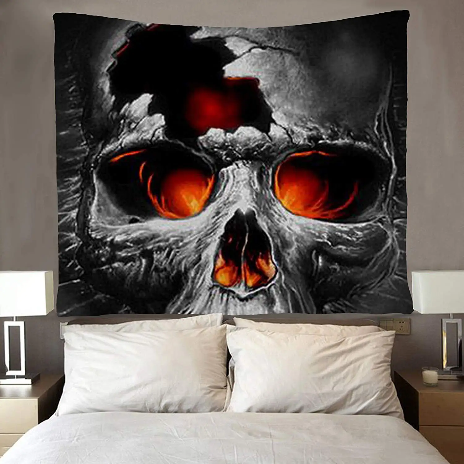 

Halloween Cool Fire Skull Tapestries Wall Hanging Bedroom Living Room Dorm Room