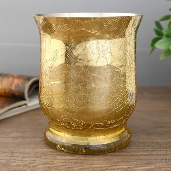 

Glass candlestick for 1 candle "Craquelure" glass gold 15x12.8x12.8 cm 4290353