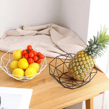 

Nordic Style Metal Fruit Vegetable Storage Bowls Kitchen Egg Baskets Holder Kitchen Table Decor