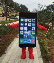 Costume de mascotte pour téléphone portable, Costume rouge pour adultes, taille supplémentaire 