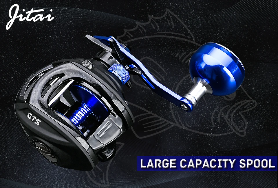 Carretel de Pesca Capacidade de Linha de Pesca Relação de Engrenagem Jitai Baitcast Maior 1 92mm Cabo Estendido 8 kg Fibra Carbono Arraste 12bbs 7.0: 7 Jitai baitcast carretel de pesca maior capacidade