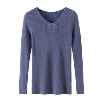 

Basic Solid Autumn Winter Sweaters and Pullovers Womens Female Knitting Sweater Slim V Neck Badycon Jumpers Tops