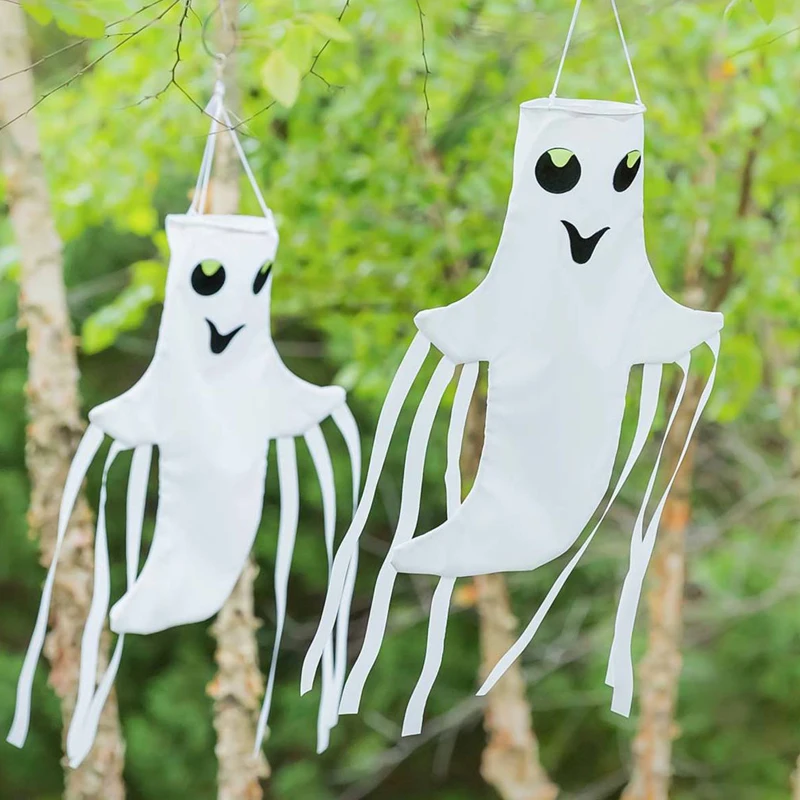 Halloween led wind bag luminous ornament smile ghost 3D terror Pendant Party Supplies 2 Style | Дом и сад