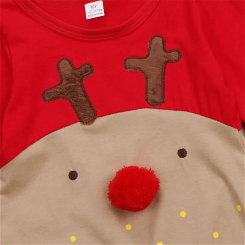 Комбинезон с рождественским оленем для новорожденных мальчиков и девочек; комбинезоны; комплекты одежды; рождественские костюмы с длинными рукавами с рисунком оленя и вязаной шапочкой